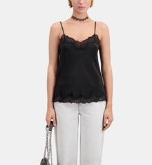 Silk Camisole With Lace Details | Women | Black