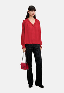 Red Top With Shirring | Women | Light Burgundy