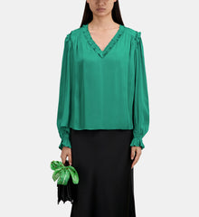 Top With Shirring | Women | Green