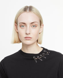 Cotton T-Shirt With Pins | Women | Black