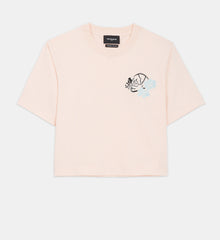 Pink Cotton Embroidered T-Shirt W/ Crew Neck | Women | Blush