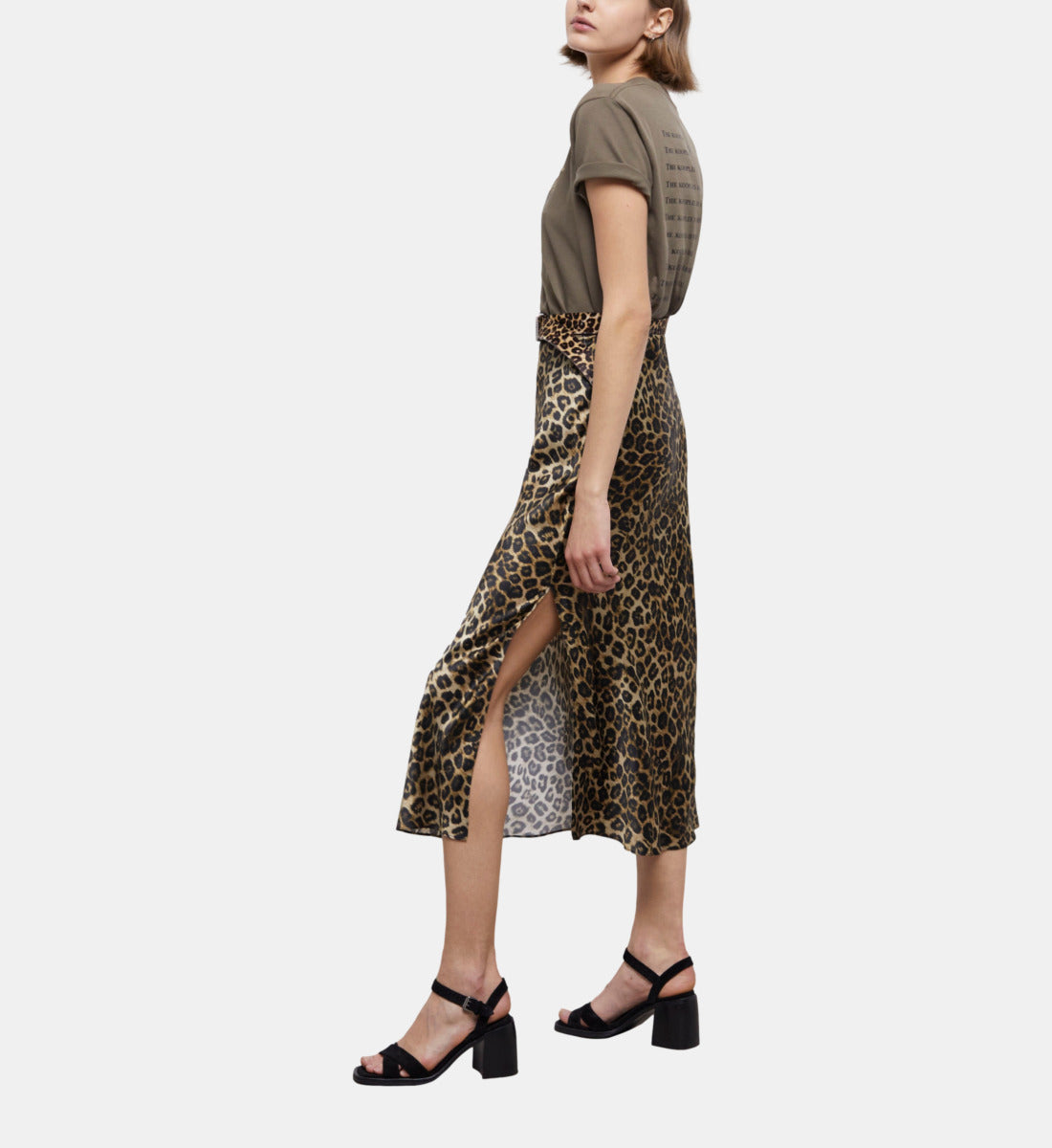 Khaki And Leopard Print What Is T-Shirt | Women | Algue