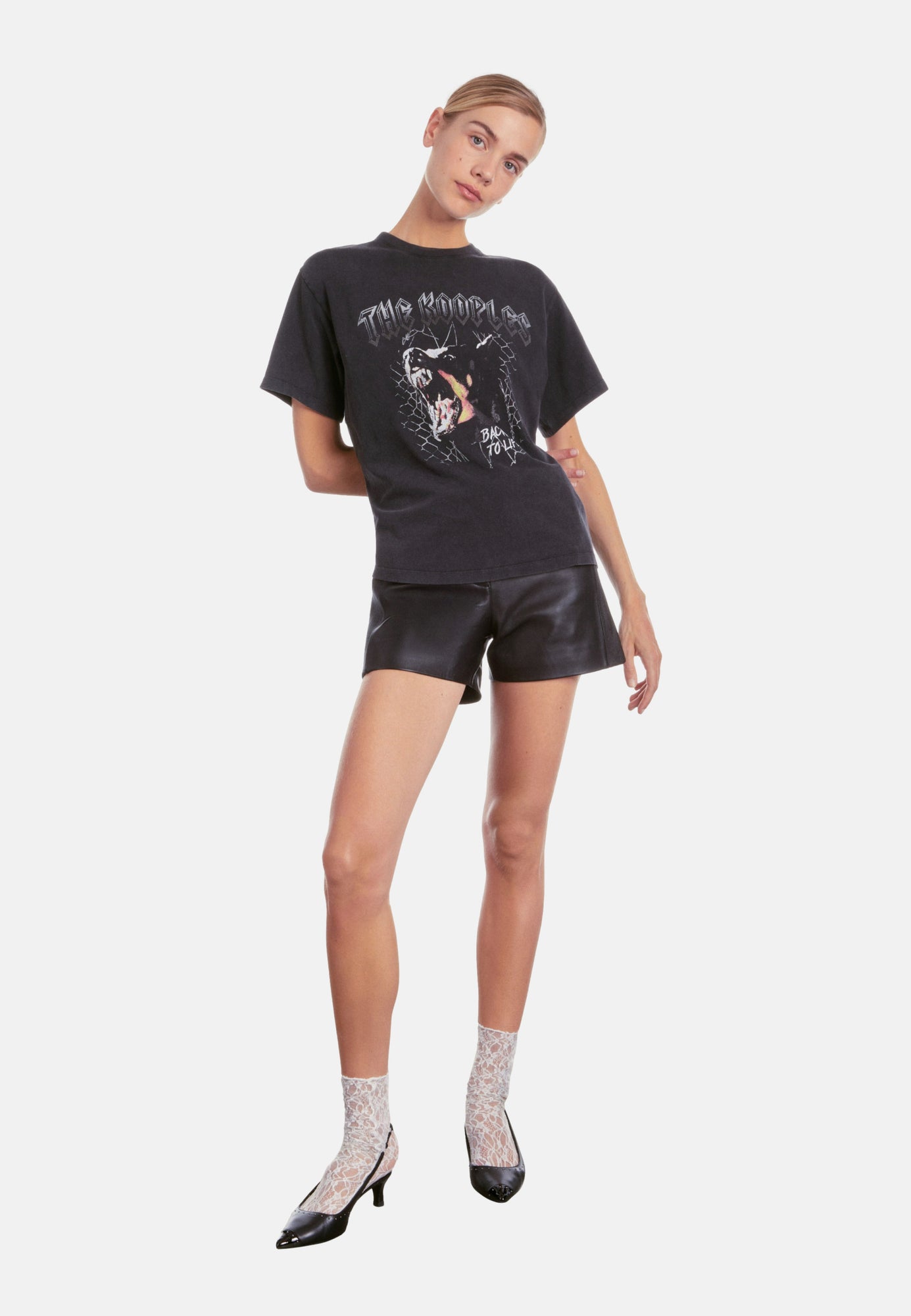 T-Shirt With Barking Dog Serigraphy | Women | Black Washed