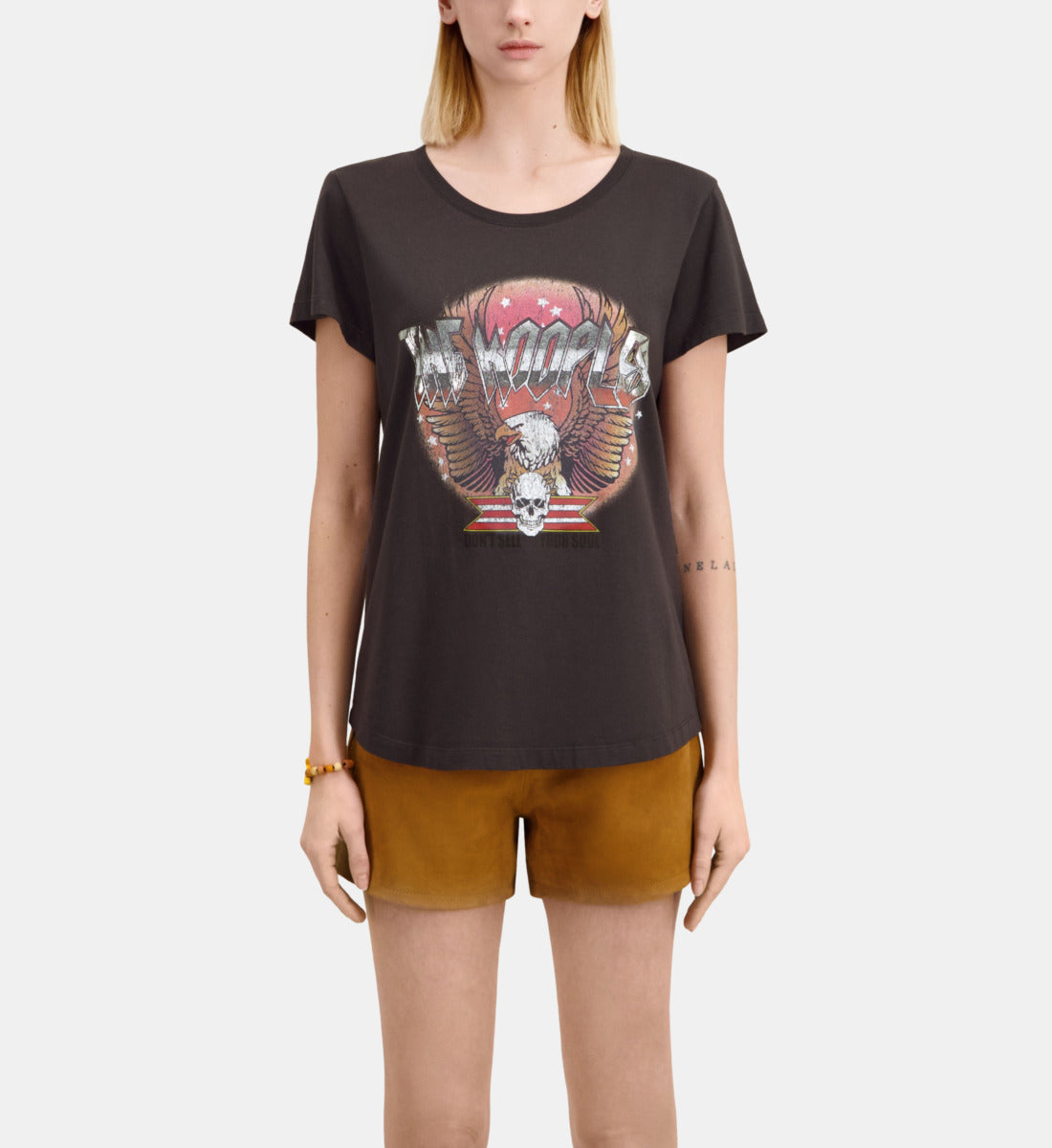 Grey T-Shirt With Rock Eagle Serigraphy | Women | Carbone