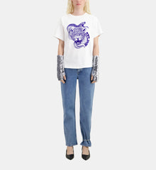 T-Shirt With Snake Leopard Flocking | Women | White