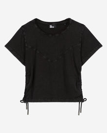 T-Shirt With Lacing | Women | Black Washed