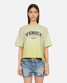 Gradient T-Shirt With Venice Serigraphy | Women | Bright Yellow