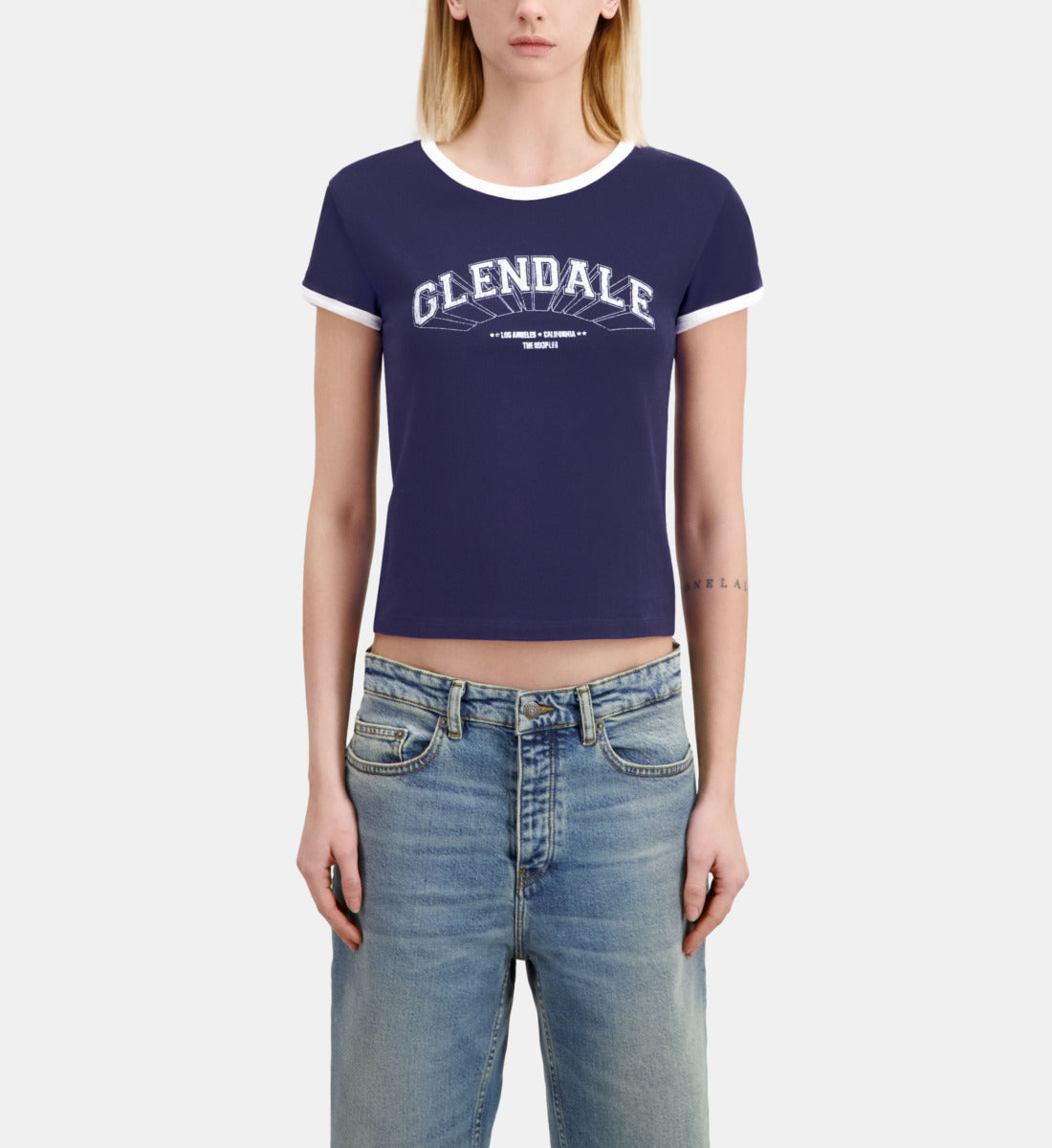 Blue T-Shirt With Glendale Serigraphy | Women | Washed Navy