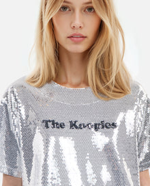 Silver Sequined T-Shirt | Women | Sequins