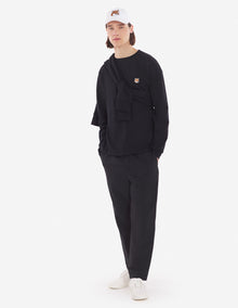 Unisex | Fox Head Patch Regular Long-Sleeved Tee-Shirt | Black