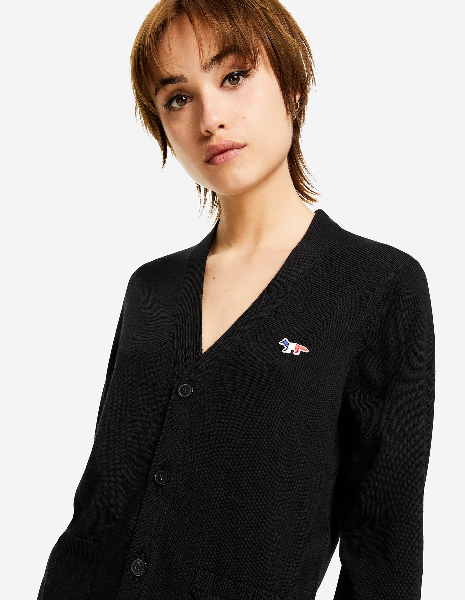 Mens | Tricolor Fox Patch Classic Cardigan | Black