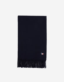 Unisex | Tricolor Fox Patch Wool Scarf | Navy