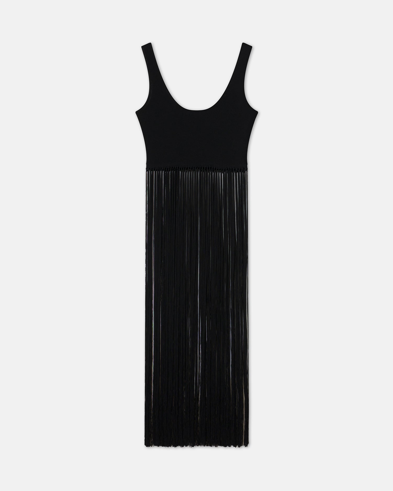 Fusca Fringed Mesh-Jersey Tank Top | Black