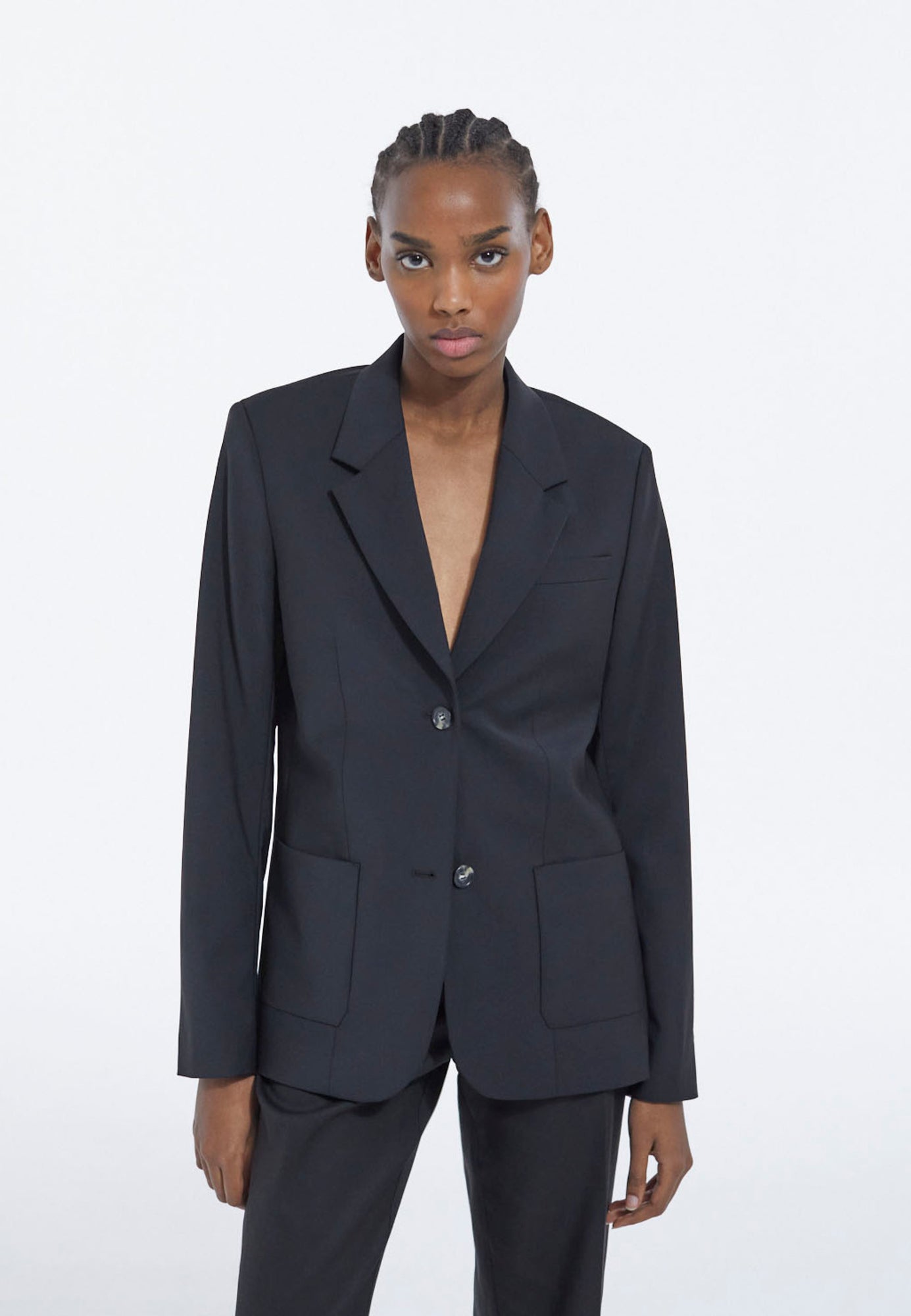 Straight Tailored Wool Jacket | Women | Black