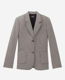 Formal Jacket With Houndstooth Motif | Women | Beige x Brown