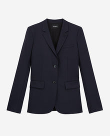 Wool Suit Jacket Cinched Cut | Women | Navy Blue