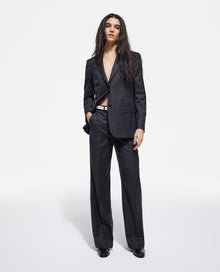 Striped Wool Suit Jacket | Women | Black x White