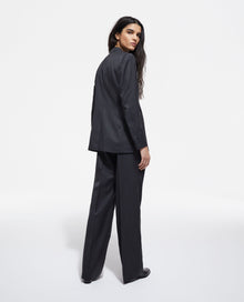 Striped Wool Suit Jacket | Women | Black x White