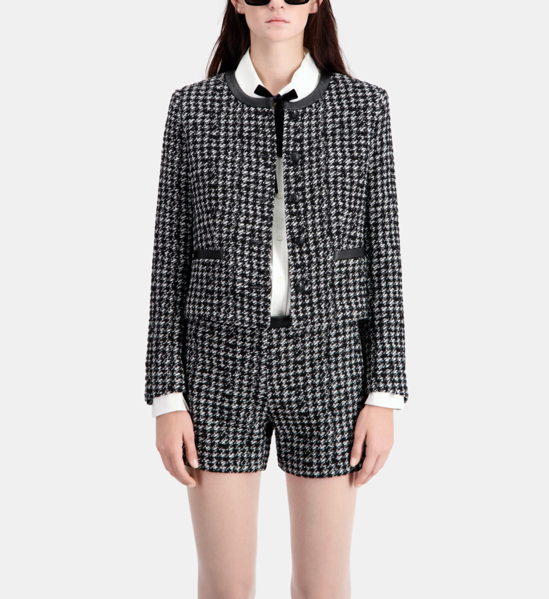 Short Tweed Jacket | Women | Black x White