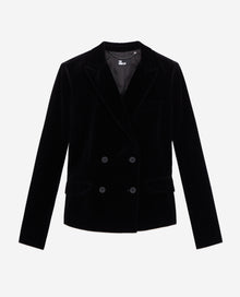 Short Velvet Suit Jacket | Women | Black