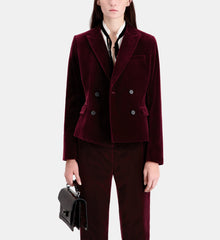 Short Velvet Suit Jacket | Women | Burgundy