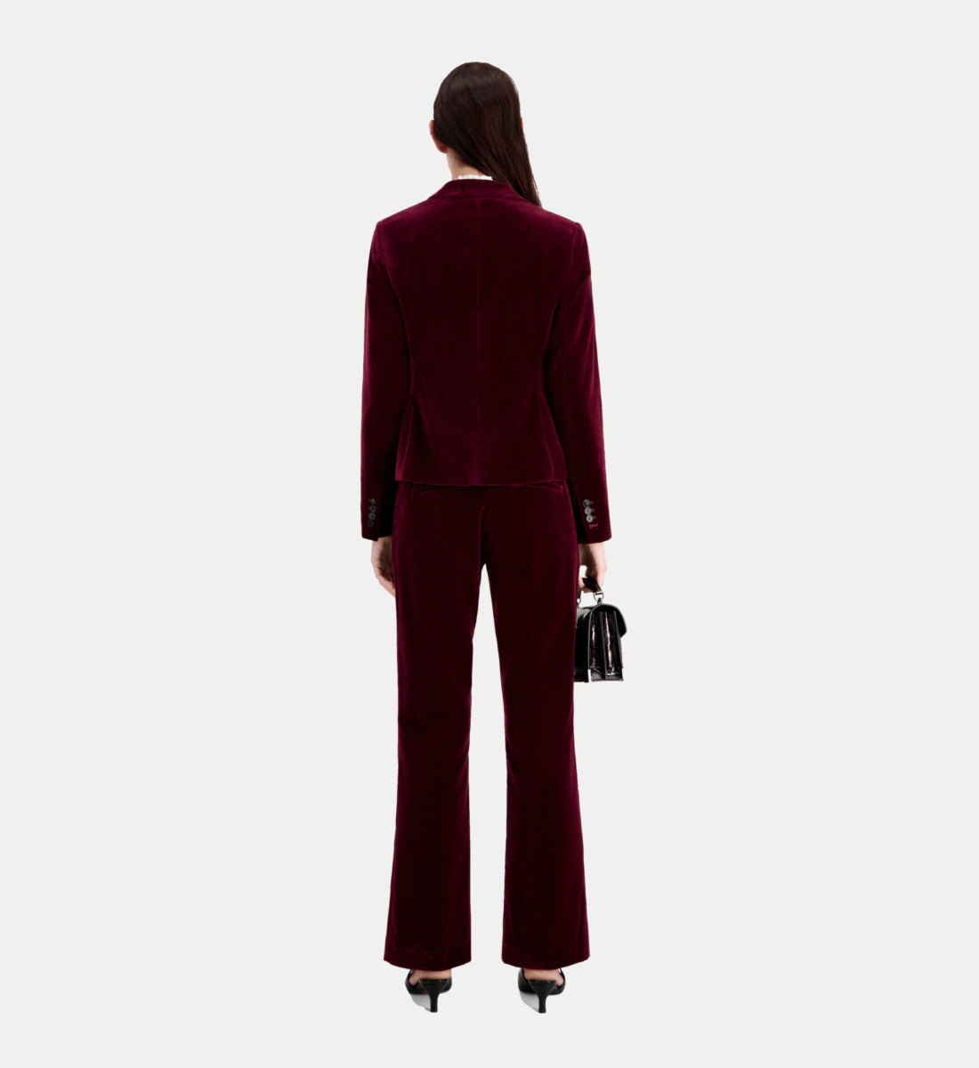 Short Velvet Suit Jacket | Women | Burgundy