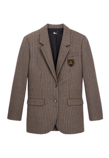 Checkered Blazer | Women | Beige x Brown