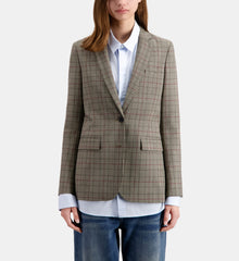 Beige And Prince Of Wales Blazer | Women | Ecru x Black x Burgundy