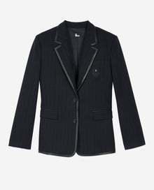 Striped Wool-Blend Jacket | Women | Black