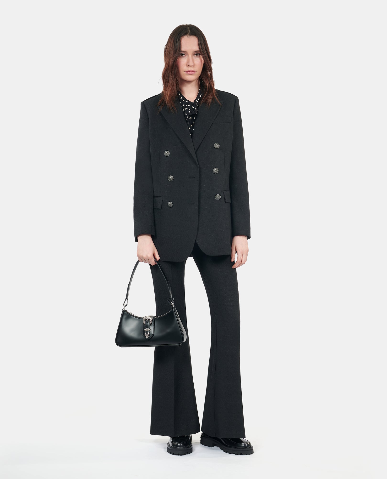 Wool Blend Suit Jacket | Women | Black