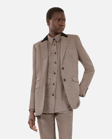 Houndstooth Suit Jacket | Women | Beige x Brown