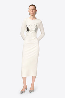 Handprint Long Sleeve Midi Dress | Off White