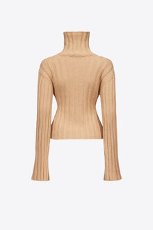 Twisted Knit Turtleneck Sweater | Light Beige