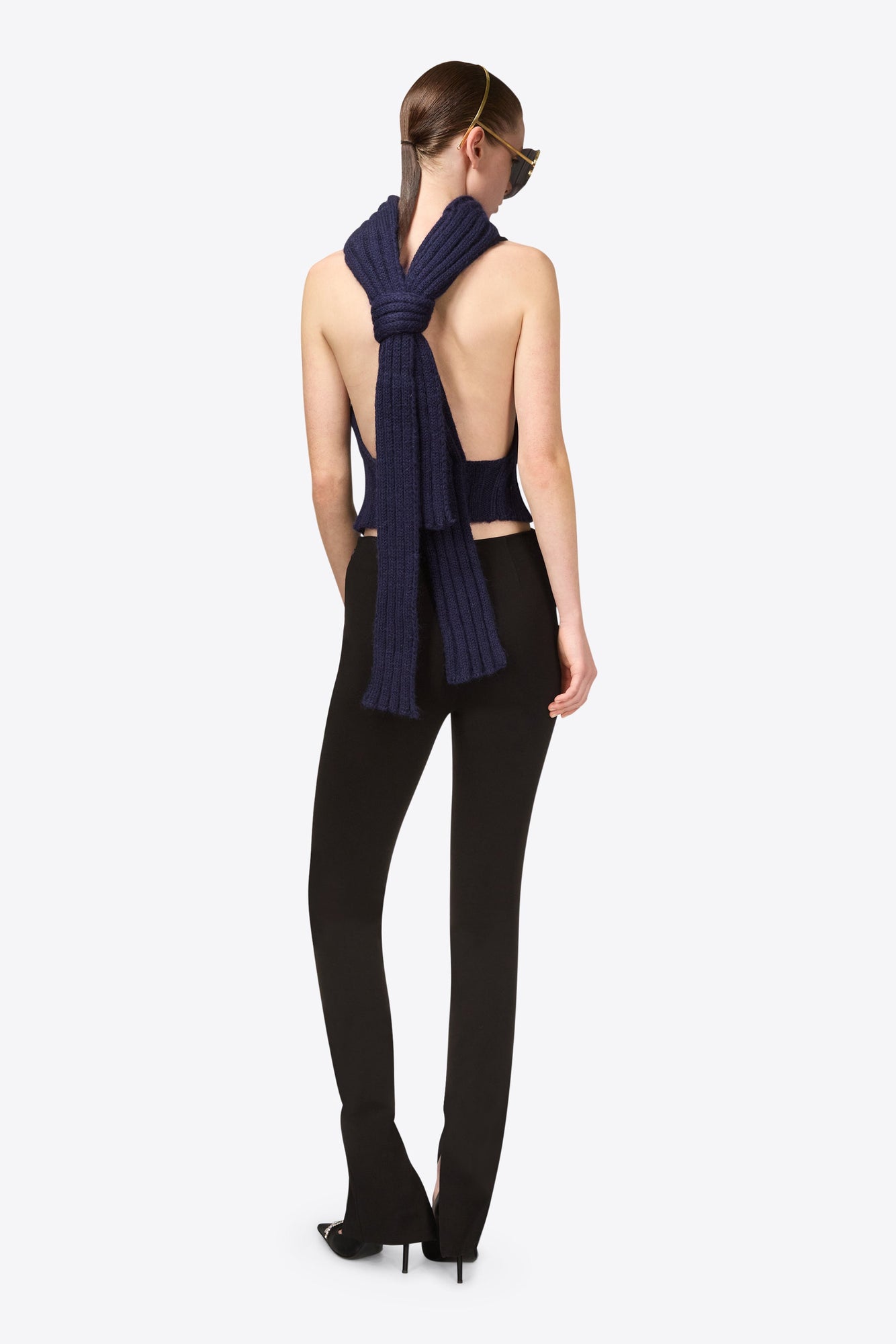 Sleeveless Twisted Knit Top | Midnight Blue