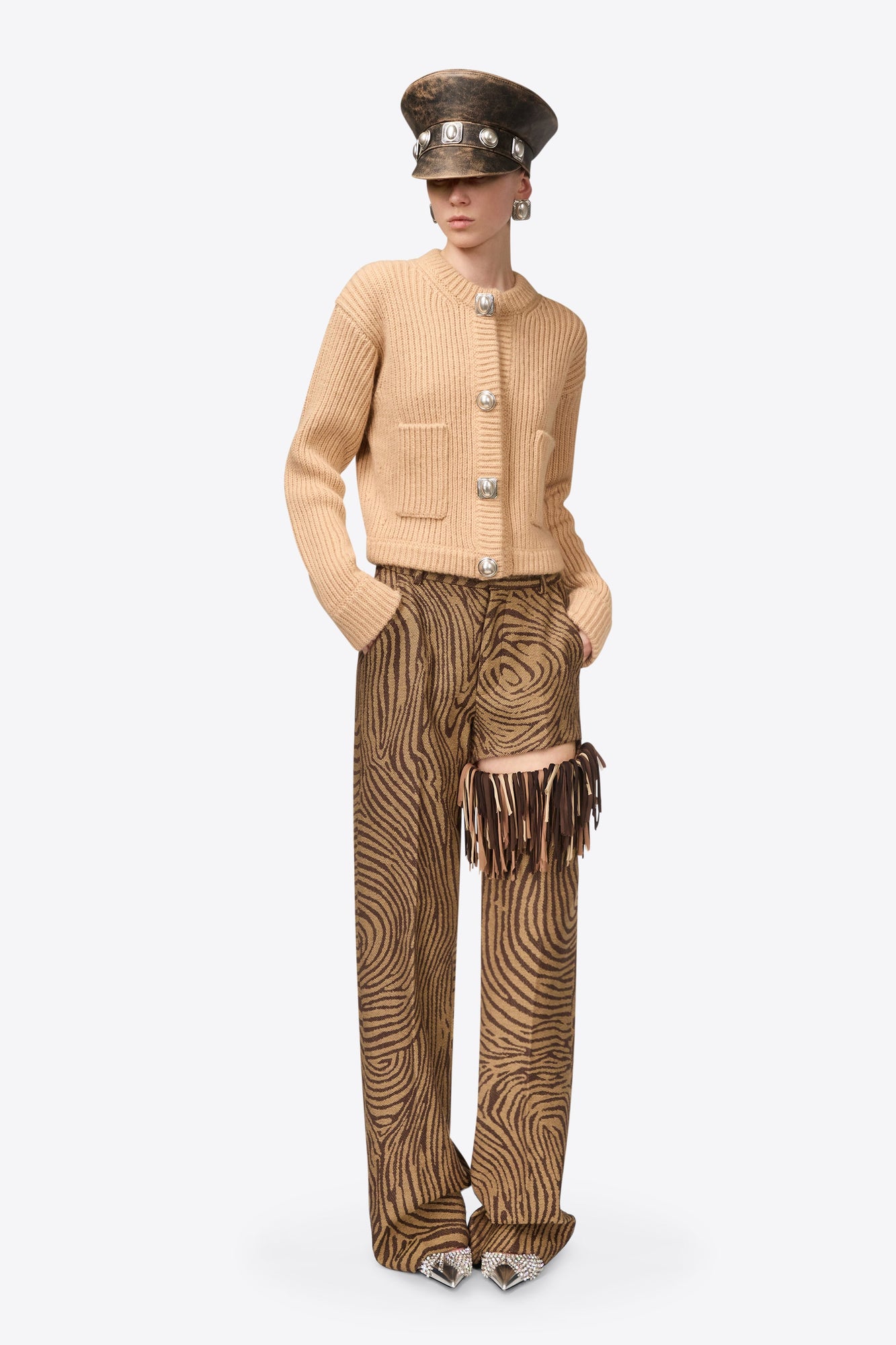 Gemstone Button Knit Cardigan | Light Beige