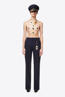 Chain Plate Straight Leg Trouser | Midnight Blue