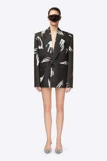 Handprint Oversized Blazer | Black/White