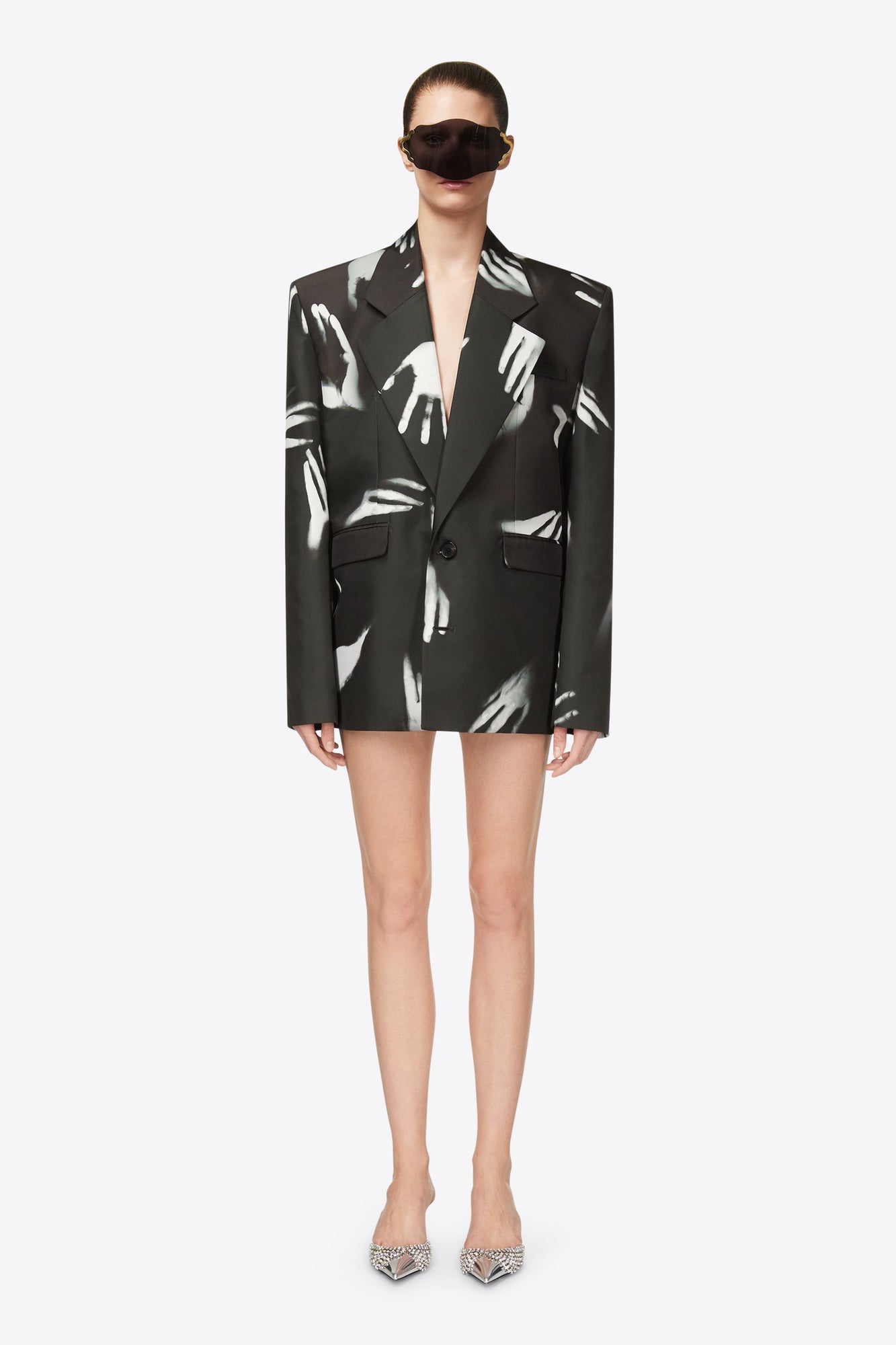 Handprint Oversized Blazer | Black/White