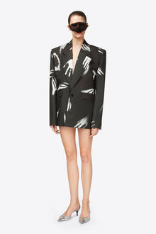 Handprint Oversized Blazer | Black/White
