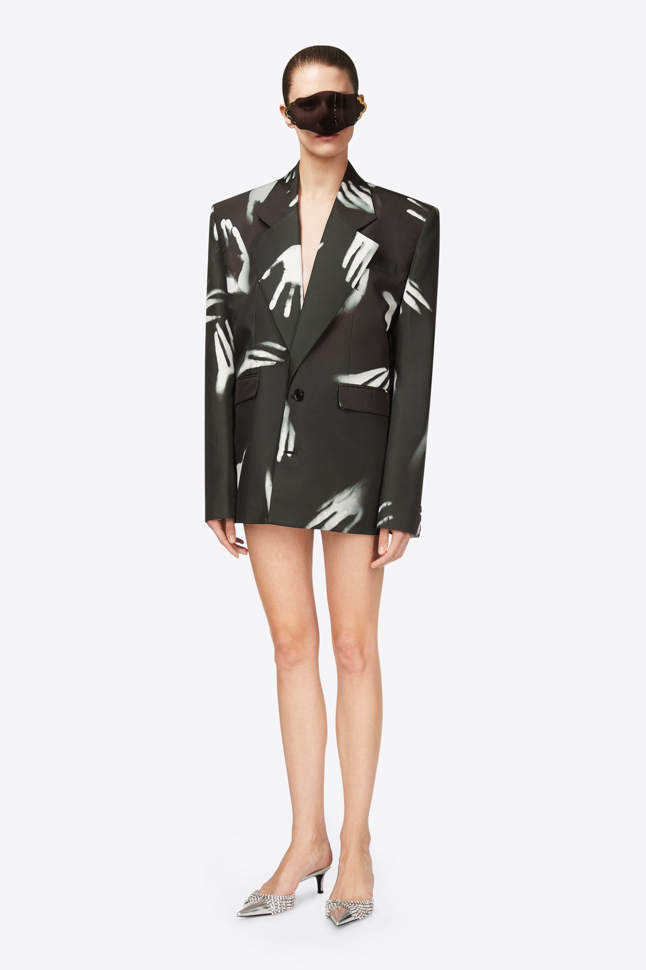 Handprint Oversized Blazer | Black/White