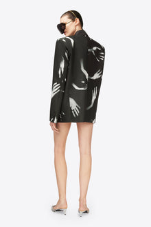 Handprint Oversized Blazer | Black/White