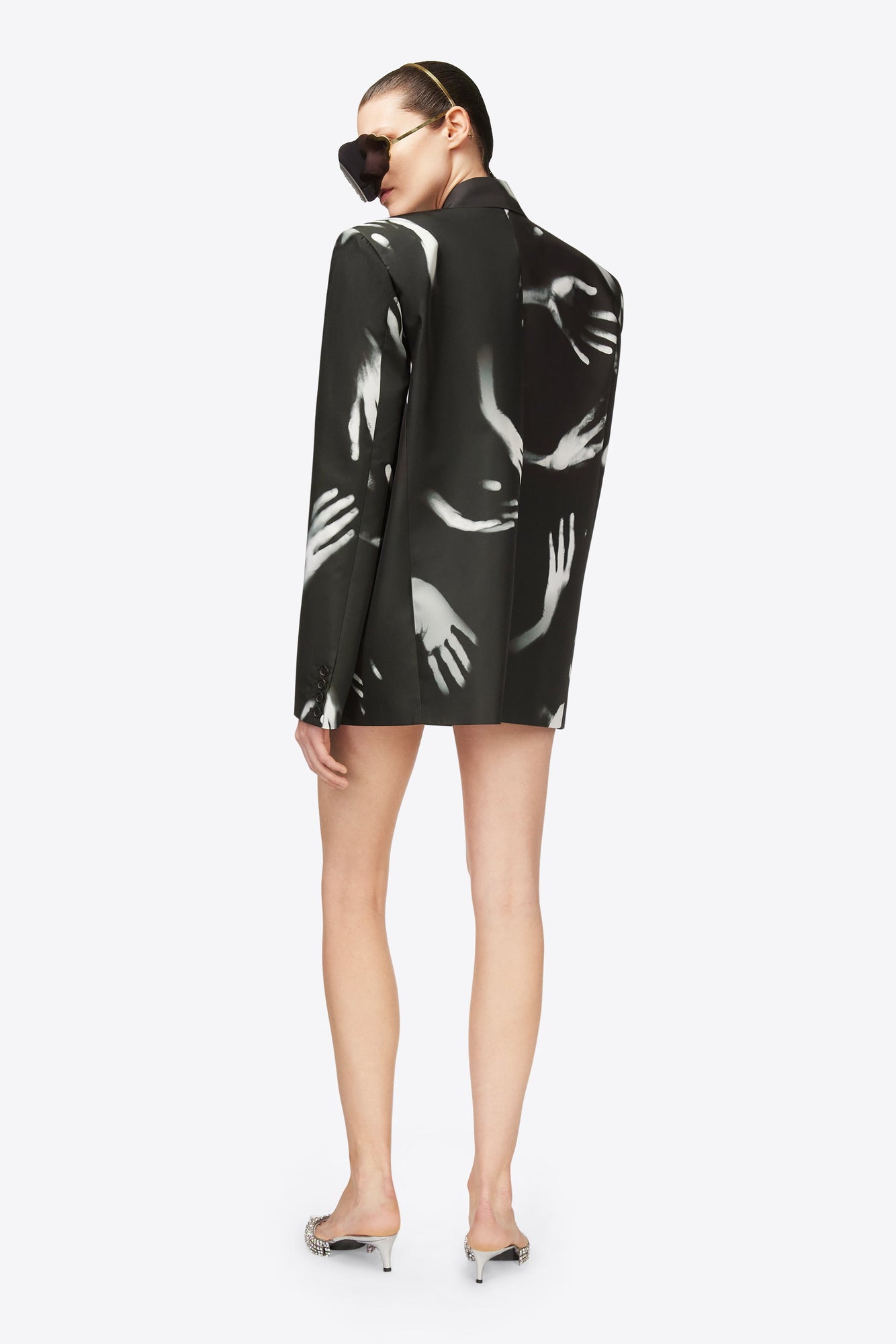 Handprint Oversized Blazer | Black/White