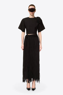 Fringe Midi Skirt | Black