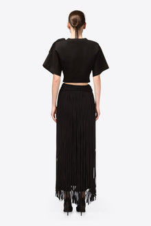 Fringe Midi Skirt | Black