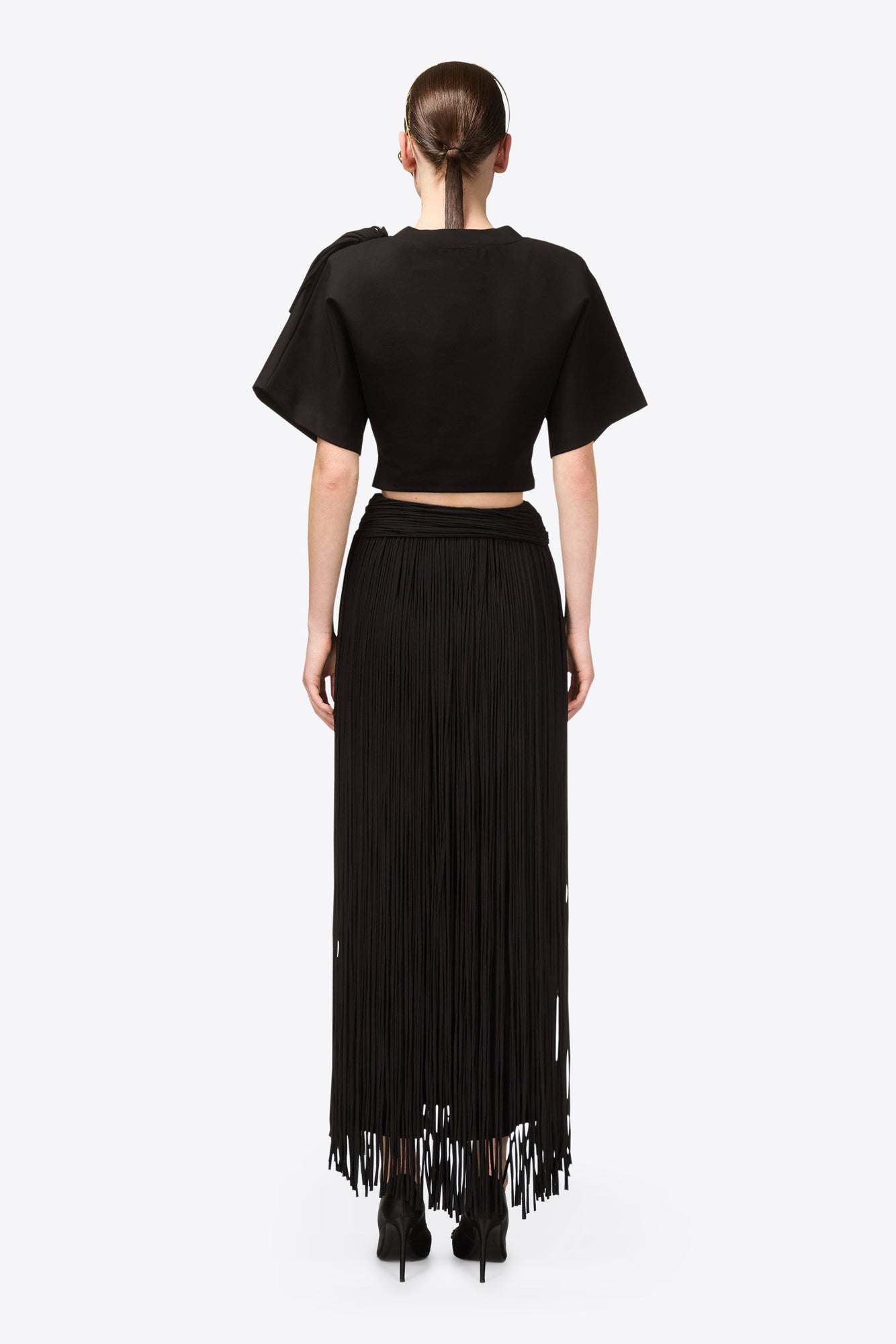 Fringe Midi Skirt | Black
