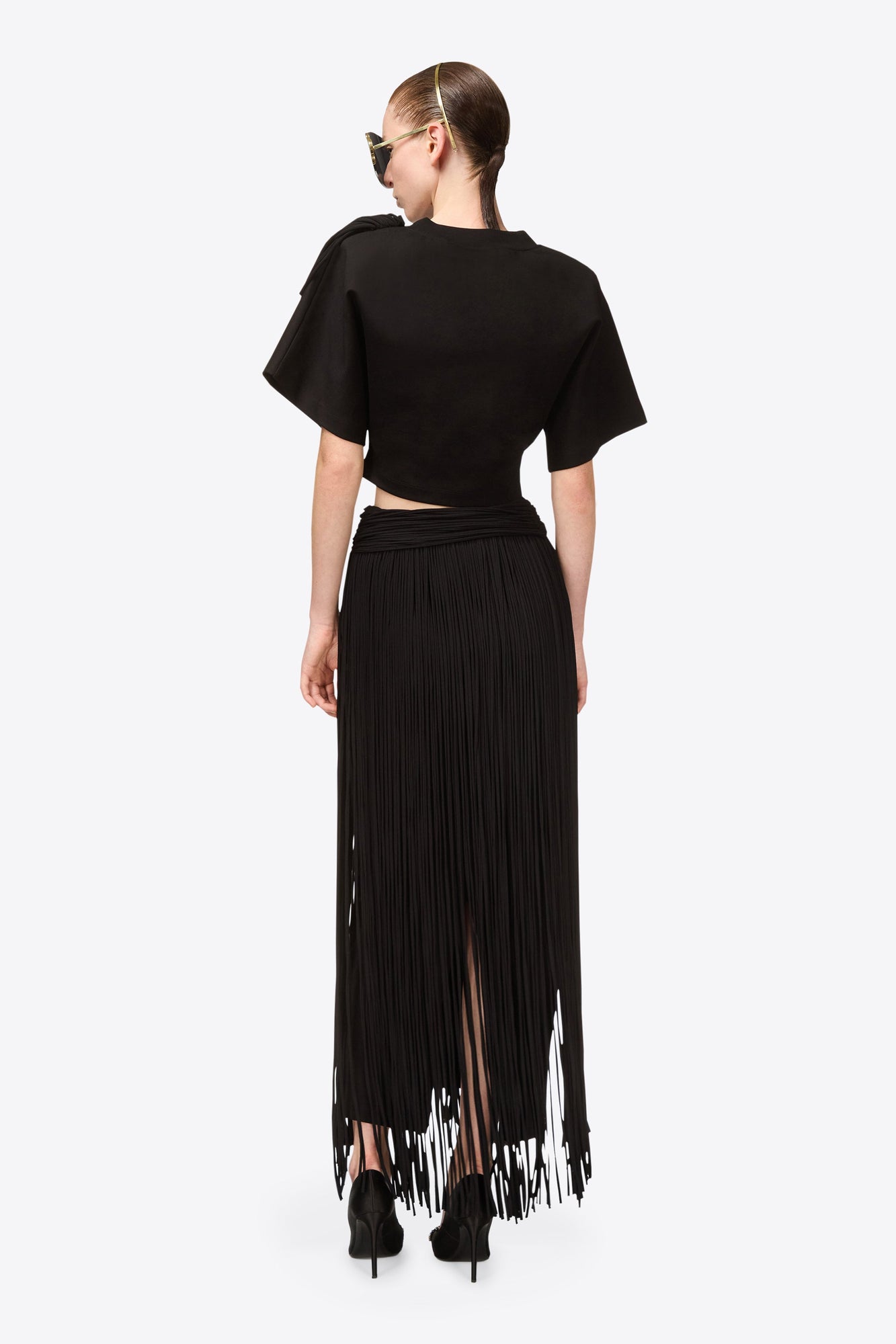 Fringe Midi Skirt | Black