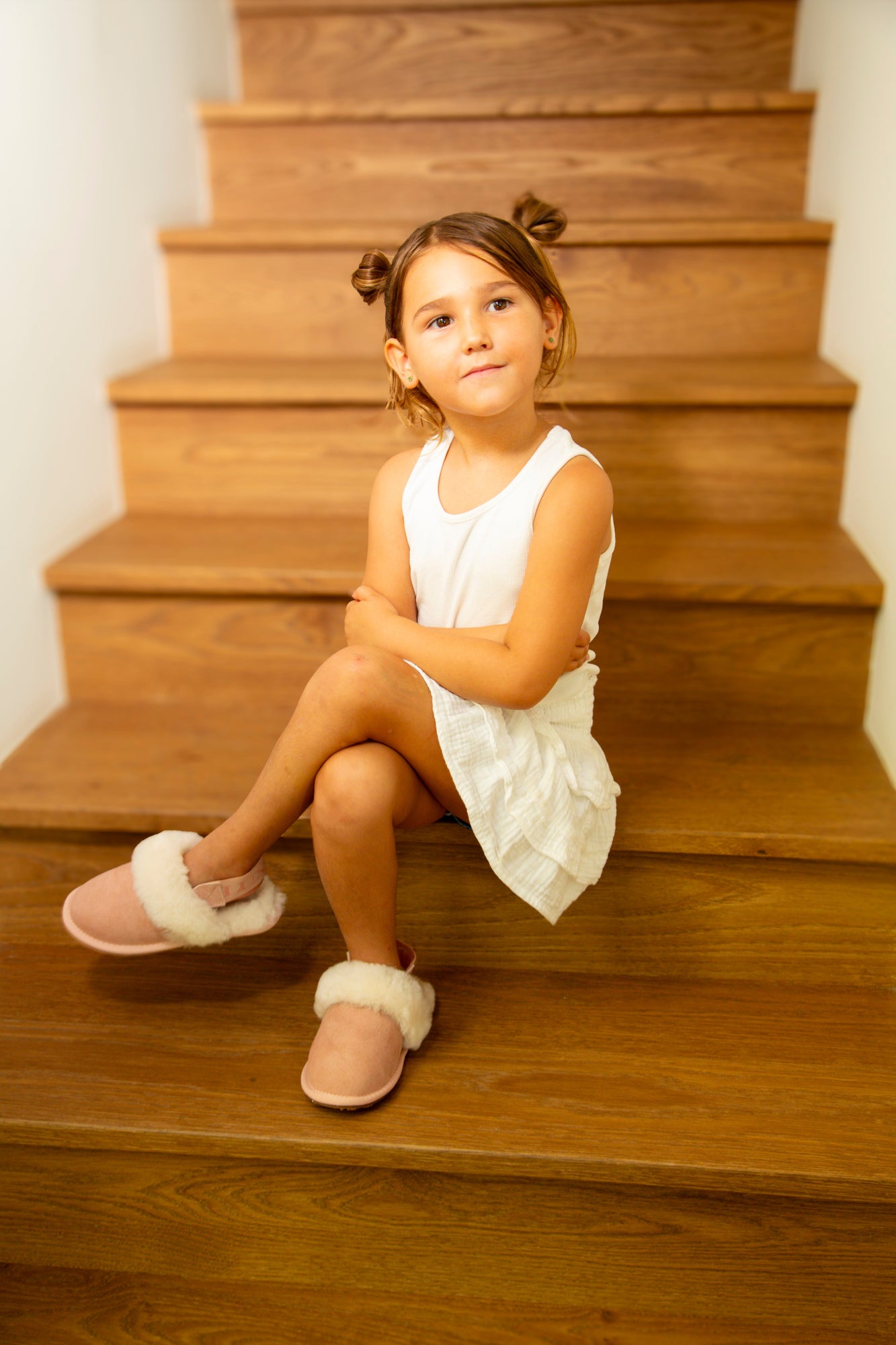 KIDS SLINGBACK MULE ICE GRAY (SHEARLING) - Australia Luxe Collective