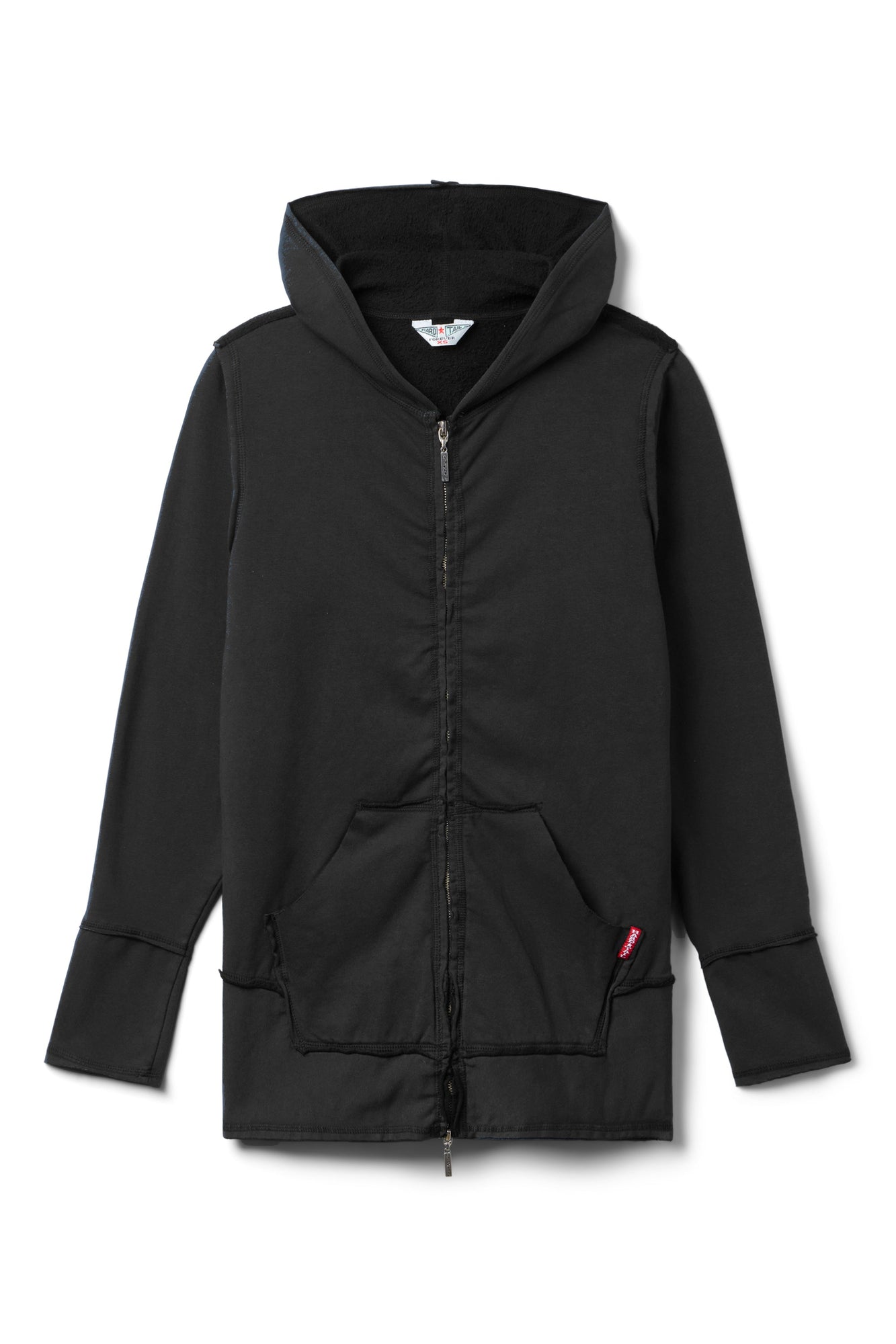 Women | Raw Edge Hip Zip-Up Hoodie | Black