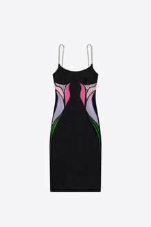 Colorblock Lily Flower Midi Dress | Black