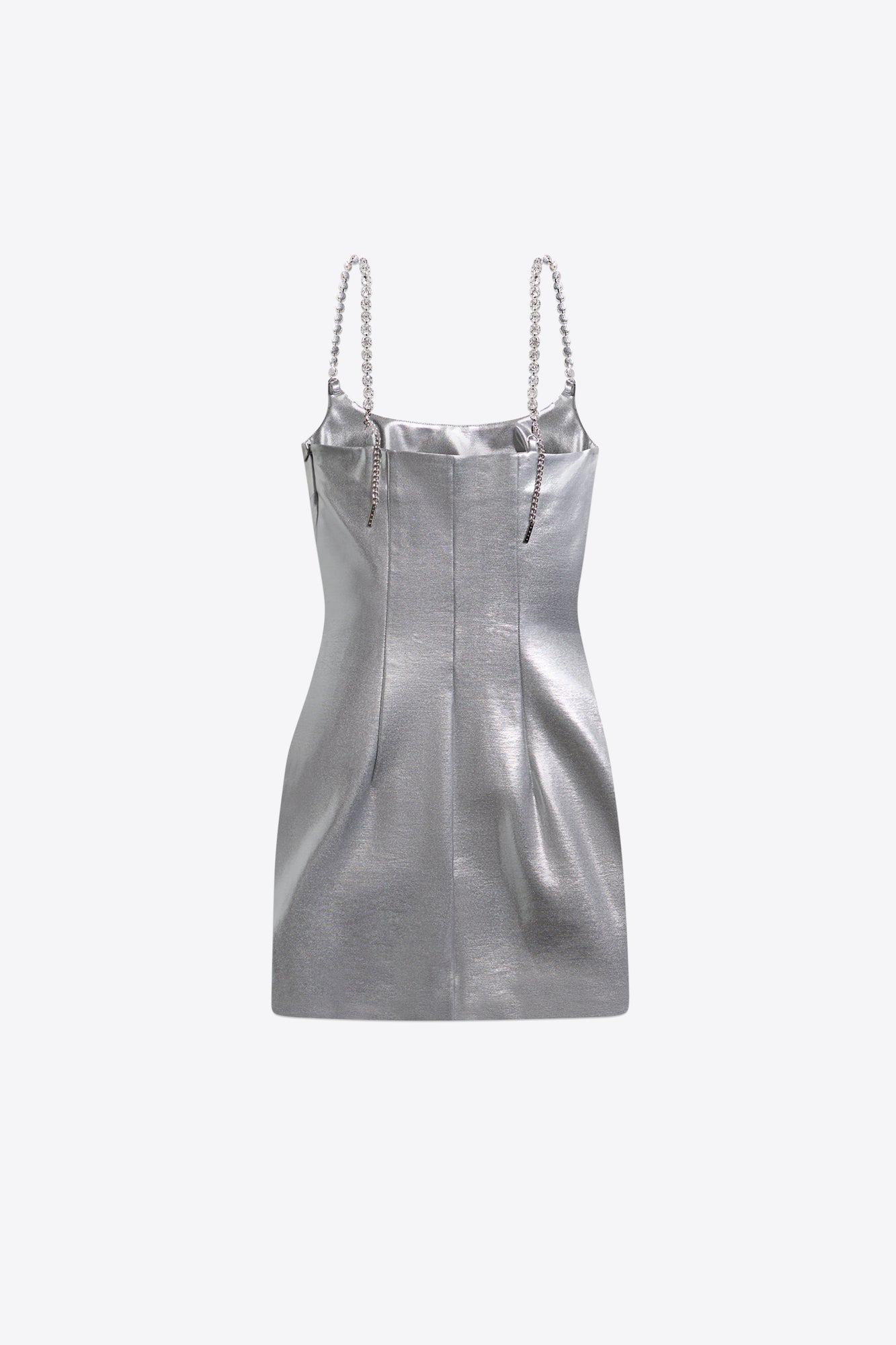 Crystal Strap Metallic Mini Dress | Silver